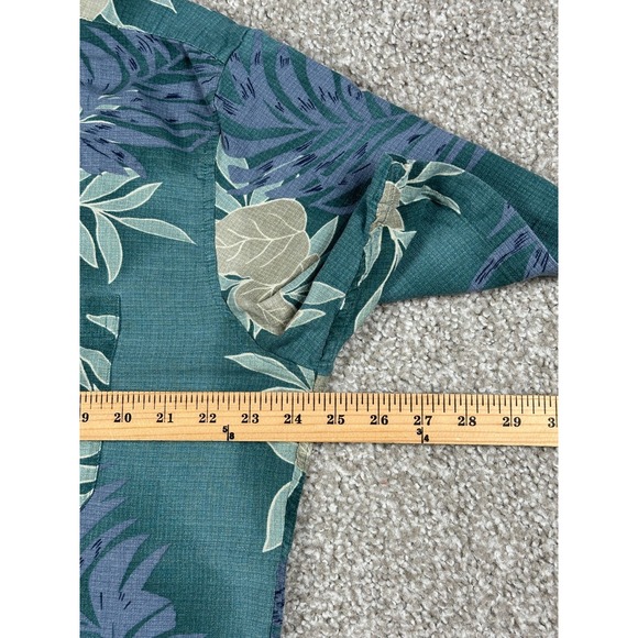 Island Republic Shirt Mens XL Green Blue Floral Hawaiian Button Up Short Sleeve - Picture 6 of 8